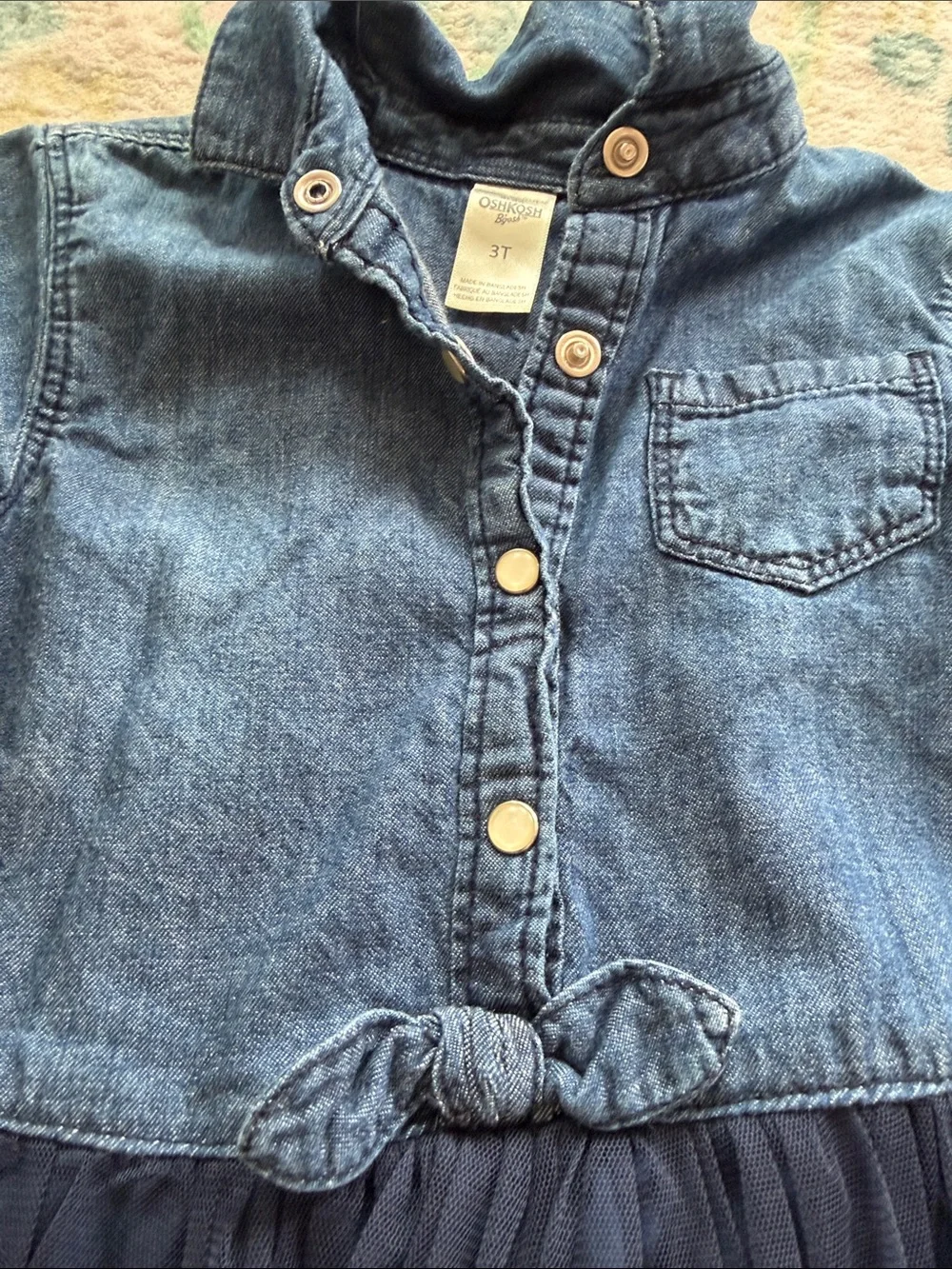 OshKosh B'gosh Denim-Look Top with Navy Tulle Skirt